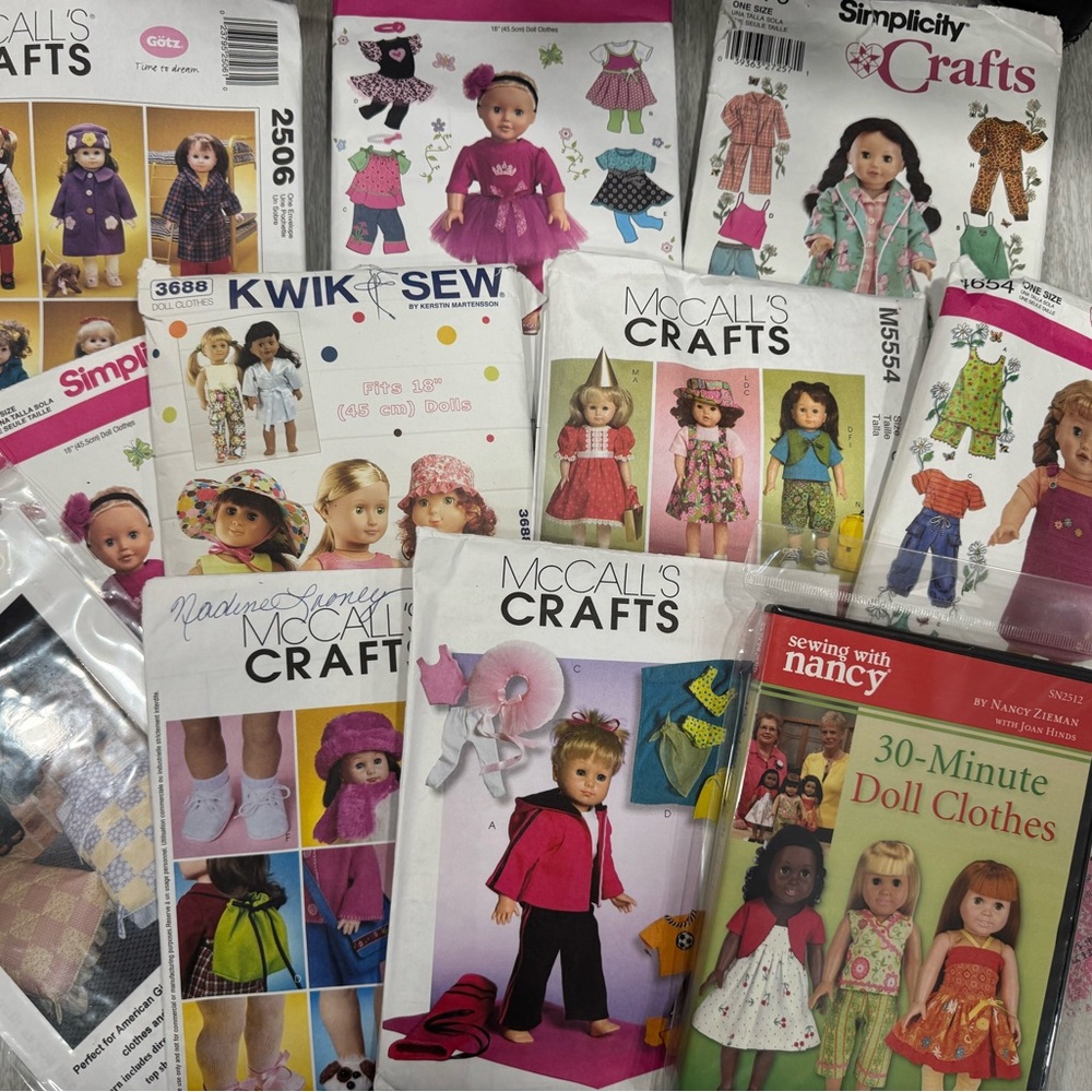 18” Doll Clothes Sewing Pattern Set
